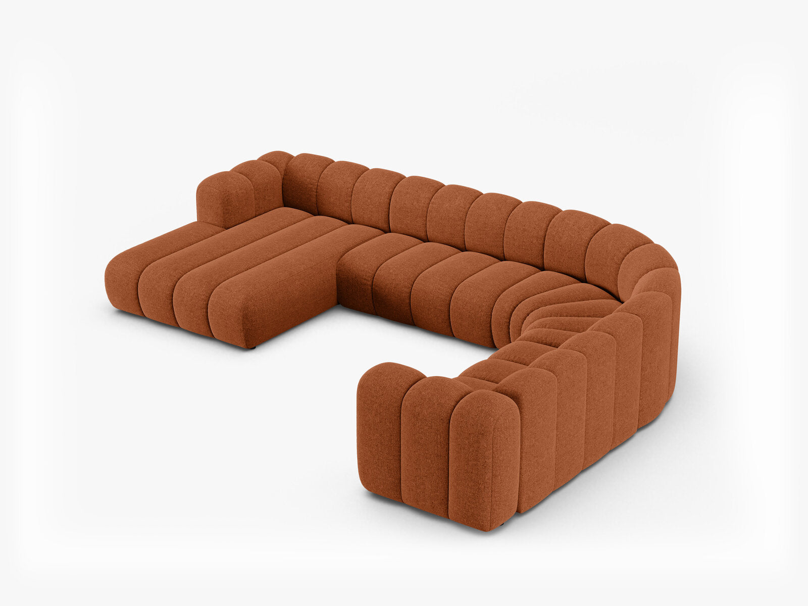 Micadoni Modulares Panorama Ecksofa Lupine 6-Sitzer Rechts Chenille Eden Ziegel