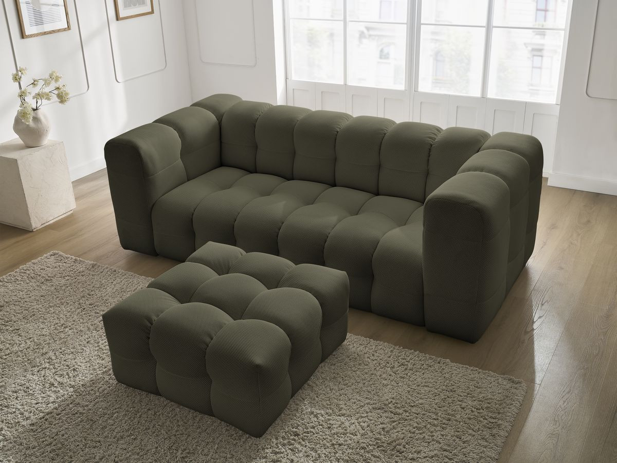 Bobochic Cloud Sofa 4-Sitzer mit Pouf Mesh-Stoff Grün