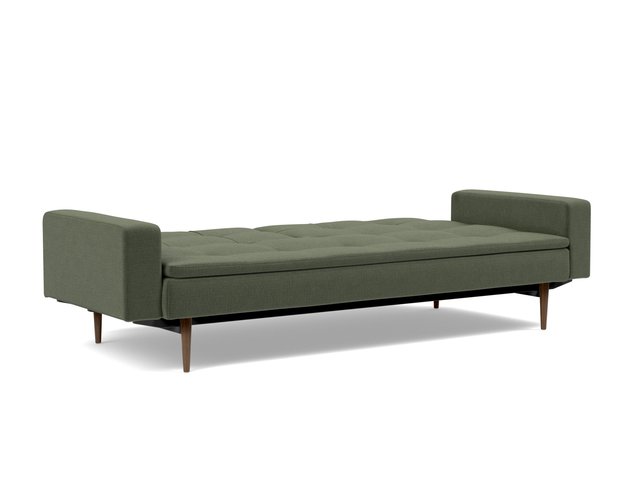Schlafsofa Dublexo mit Armlehnen Chenille Esina 413-Olive-Green Beine Styletto Eiche dunkel
