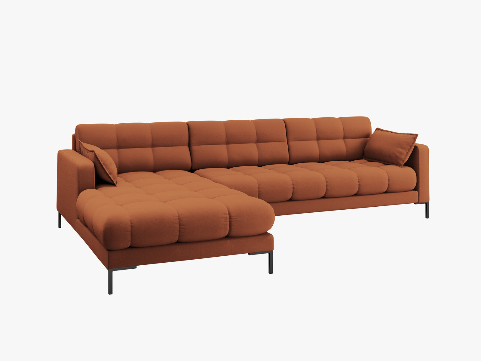 Micadoni Ecksofa Mamaia 5-Sitzer Links Strukturierter Stoff Neve Ziegel schwarze Beine