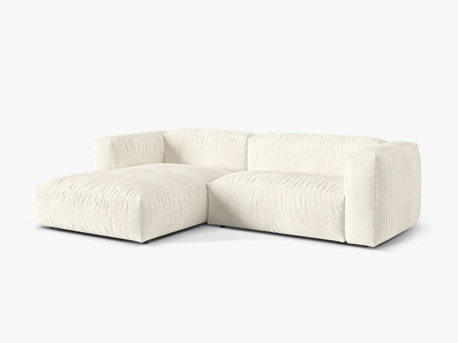 Micadoni Ecksofa Martina 2-Sitzer Links Boucle Monet Elfenbein