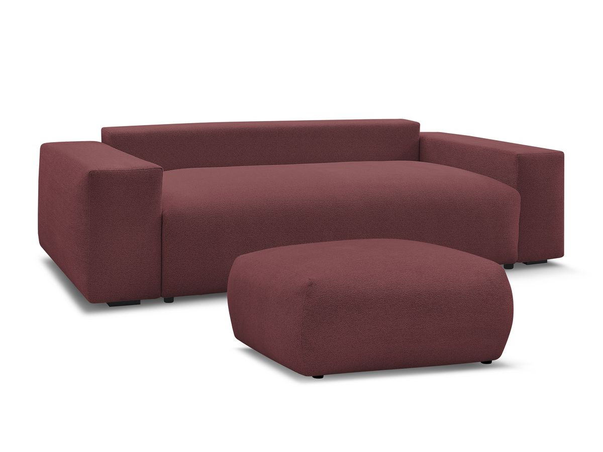 Bobochic Voltaire Sofa 4-Sitzer mit Pouf 280 × 124 cm Melange-Stoff Rot