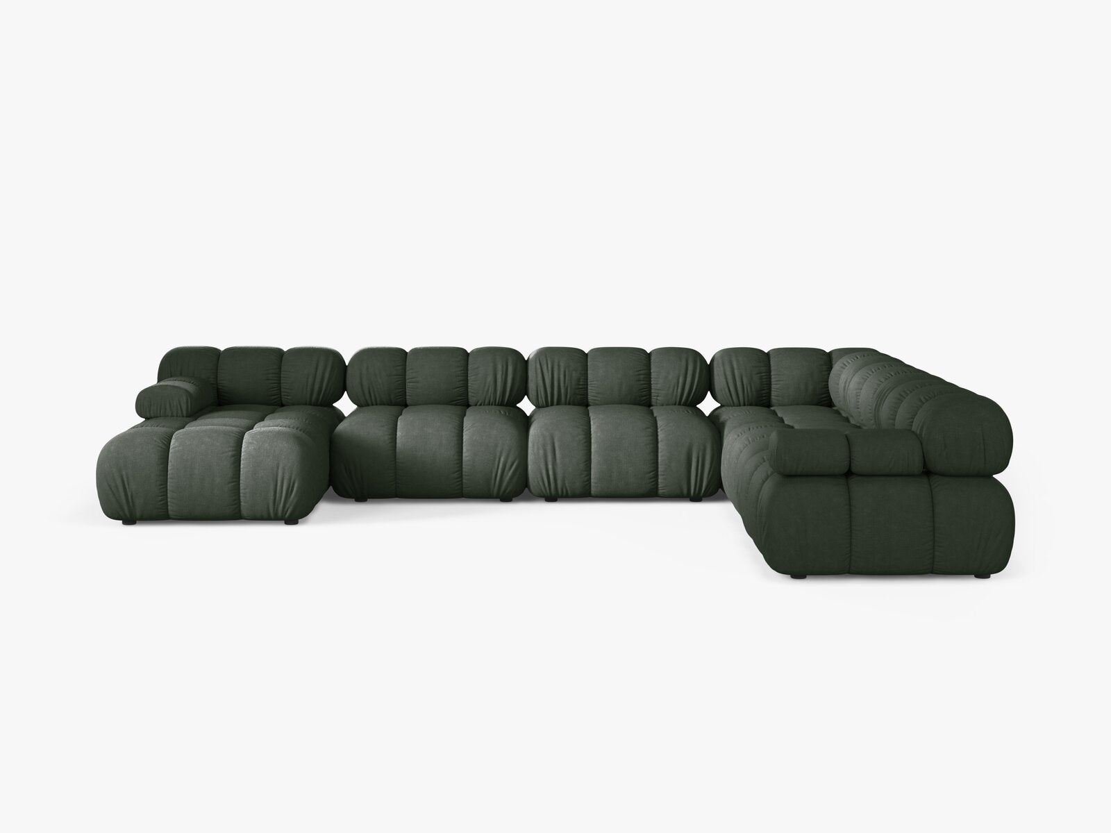 Micadoni Modulares Panorama Ecksofa Bellis 8-Sitzer Rechts Strukturierter Stoff Liberty Moßgrün