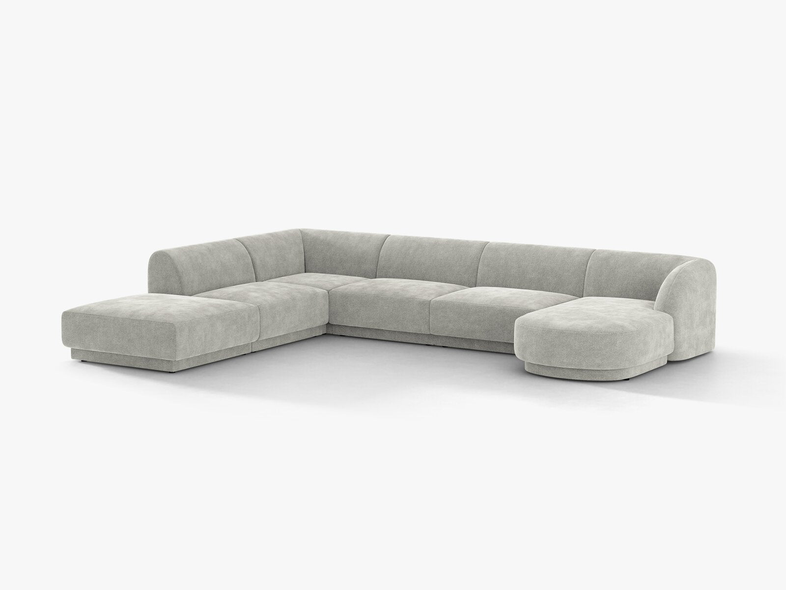 Micadoni Panorama-Ecksofa Miley 6-Sitzer Links Chenille Eden Silber