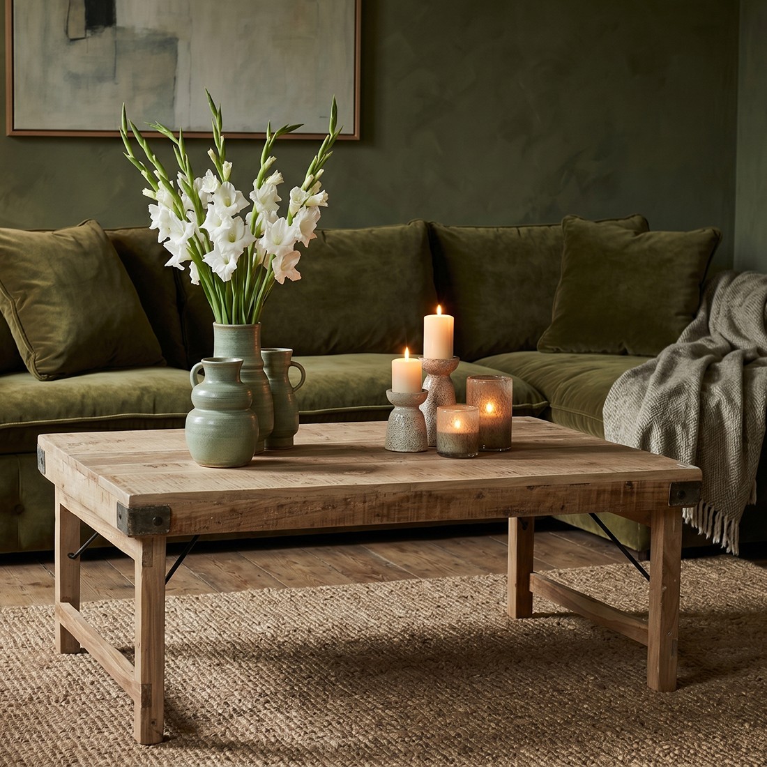 Raw Materials Klappbarer Couchtisch Limewash 120x75x45cm