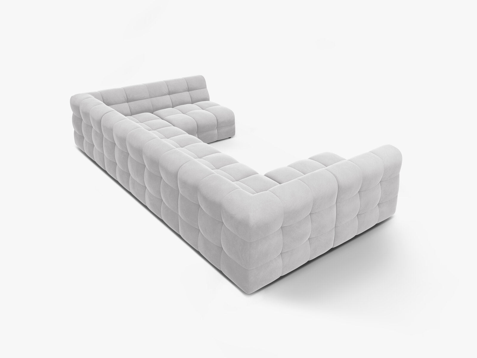Micadoni Panorama-Sofa Kendal 7-Sitzer Samt Magic Velvet Hellgrau