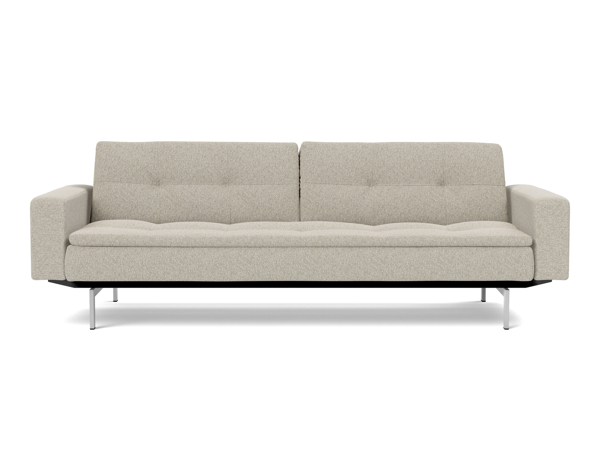 Schlafsofa Dublexo mit Armlehnen Boucle Skandi 539-Beige Beine Chrom