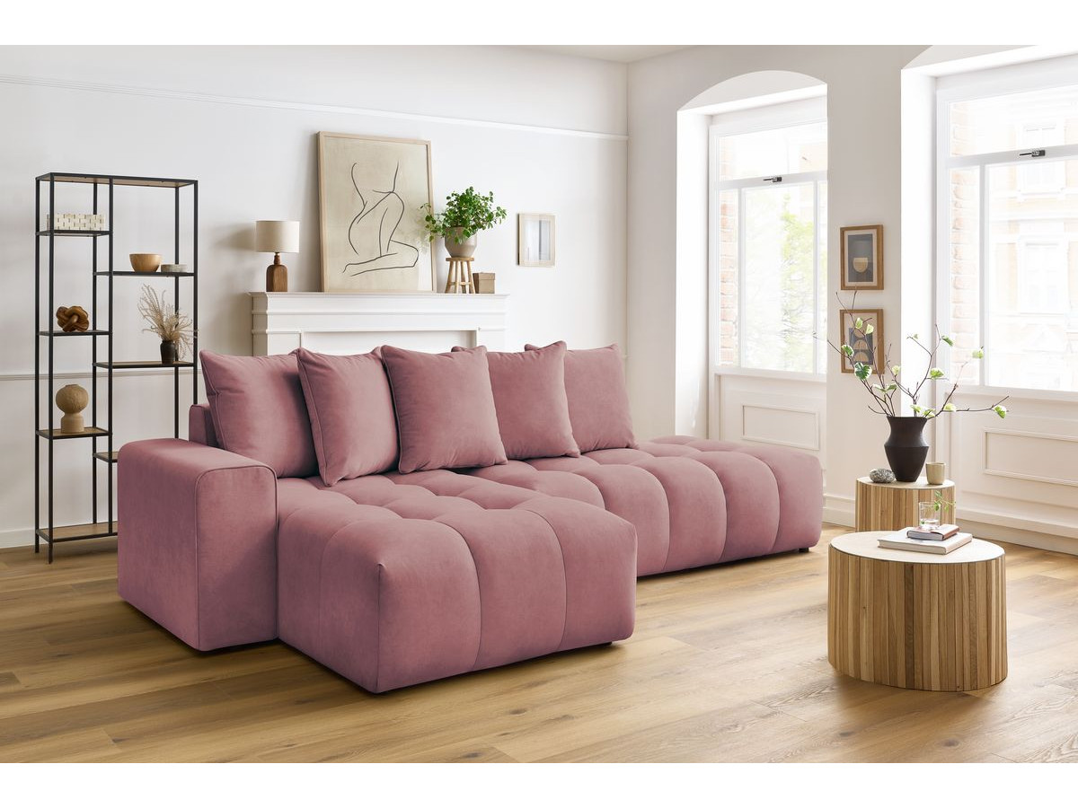 Bobochic Mont-blanc Ecksofa Samt Rosa Ecke links