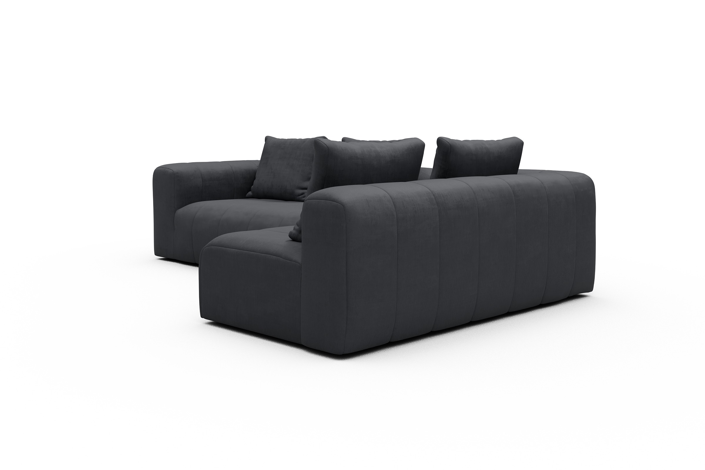 Ecksofa Hugo 2x 2,5-Sitzer Armlehne links Cordufine-Slate-Grey