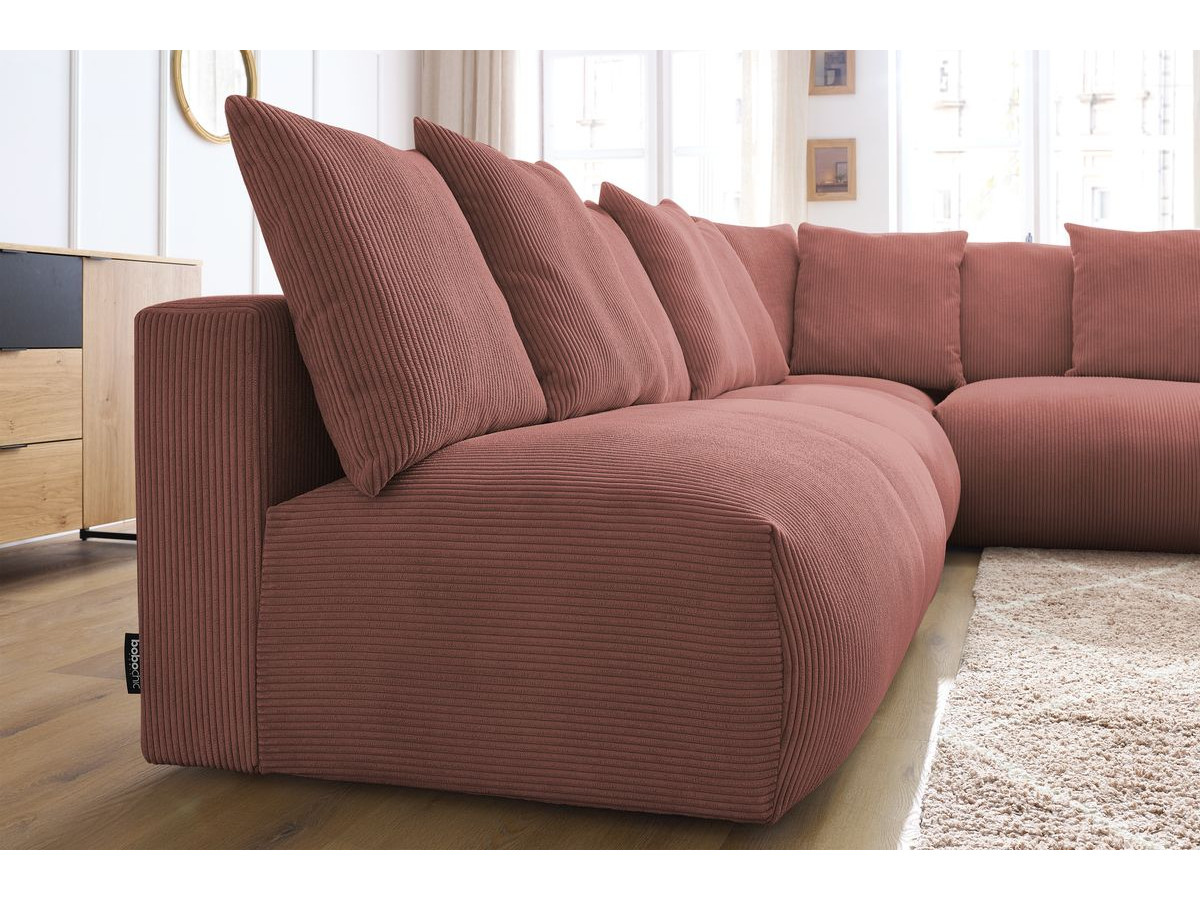 Bobochic Voltaire Ecksofa 322 × 268 cm Cordsamt Rosa Ecke rechts