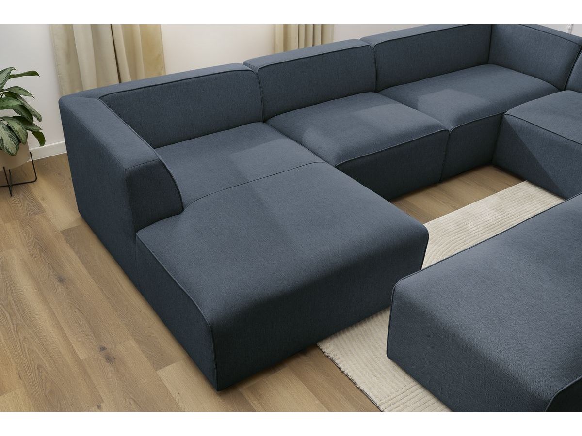 Bobochic Megeve Wohnlandschaft mit Pouf Melange-Stoff Dunkelblau Ecke links