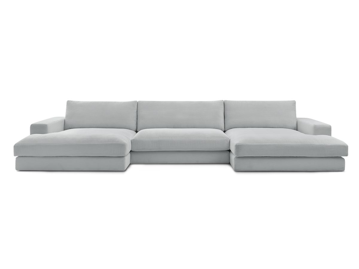 Bobochic Leonard Wohnlandschaft 349 × 159 cm Cordsamt Hellgrau