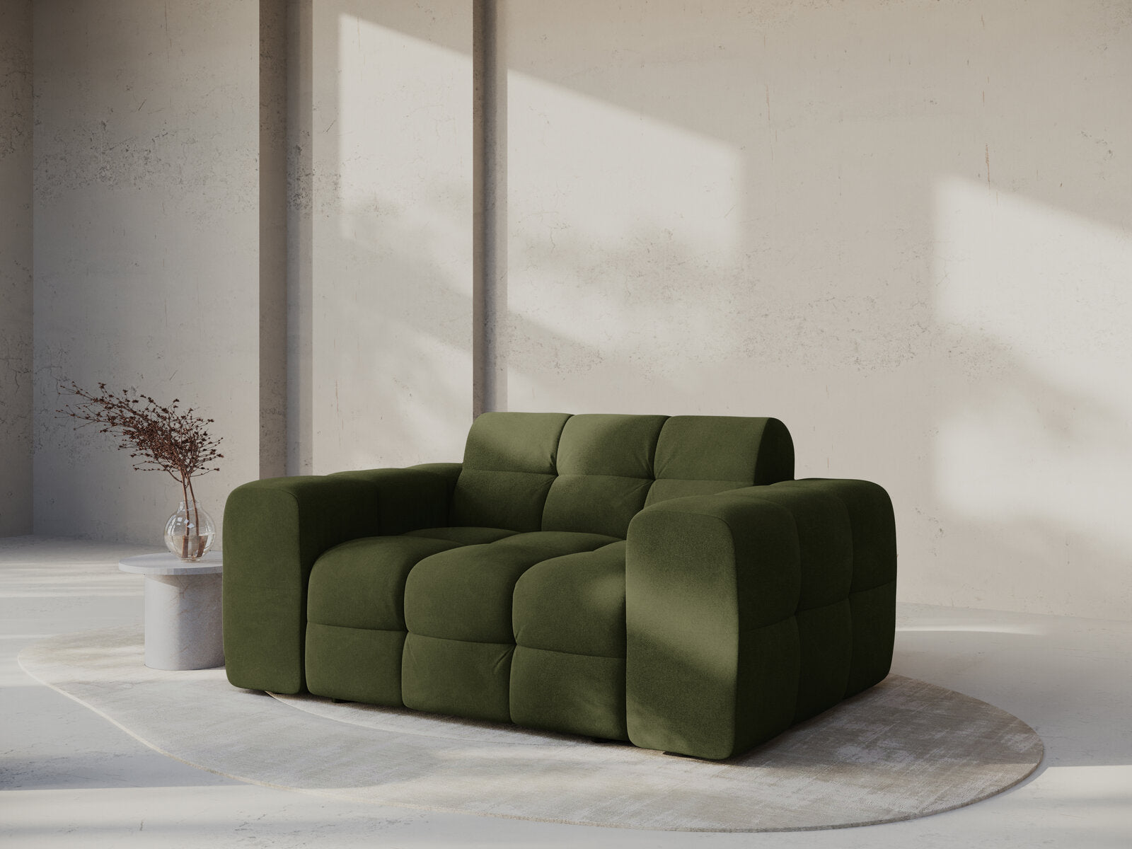 Micadoni Sofa Kendal 2-Sitzer Samt Armeegrün