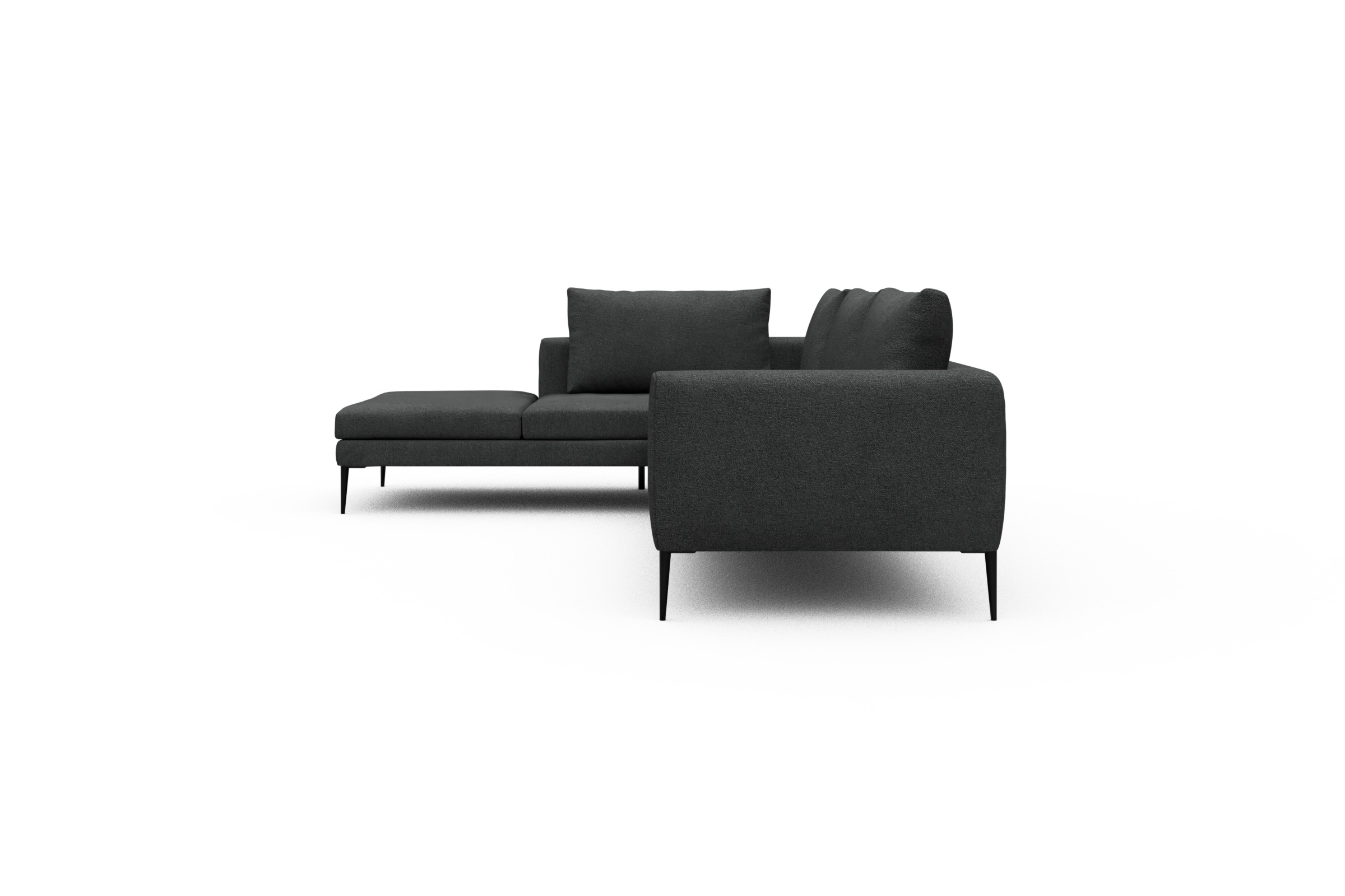 Ecksofa Paul Relax-Ecke rechts mit 3-Sitzer Boucle-Charcoal