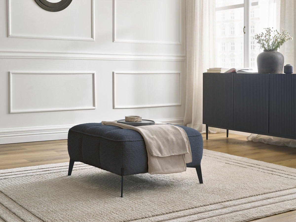 Bobochic Anis Pouf Bouclé-Stoff Dunkelblau