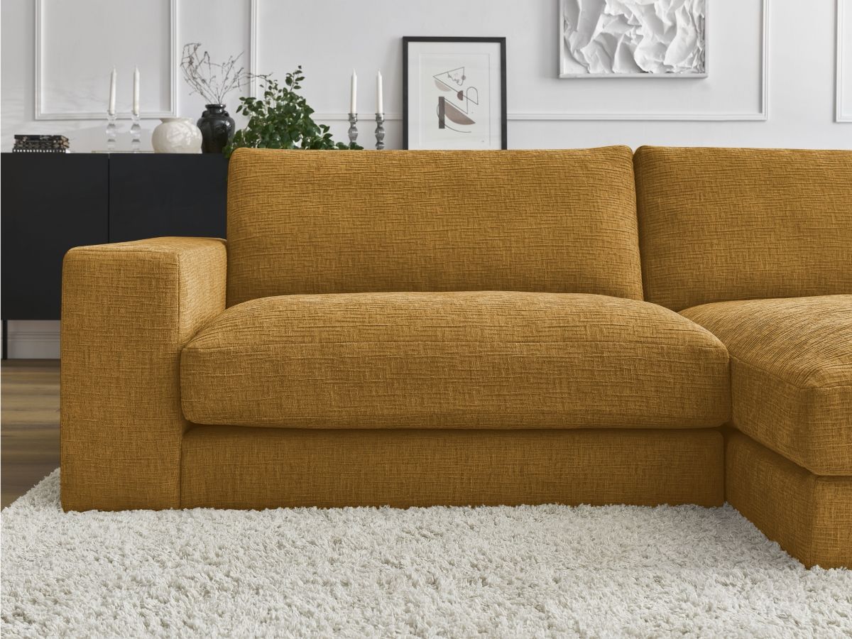 Bobochic Leonard Ecksofa 274 × 159 cm Strukturstoff Gelb Ecke rechts