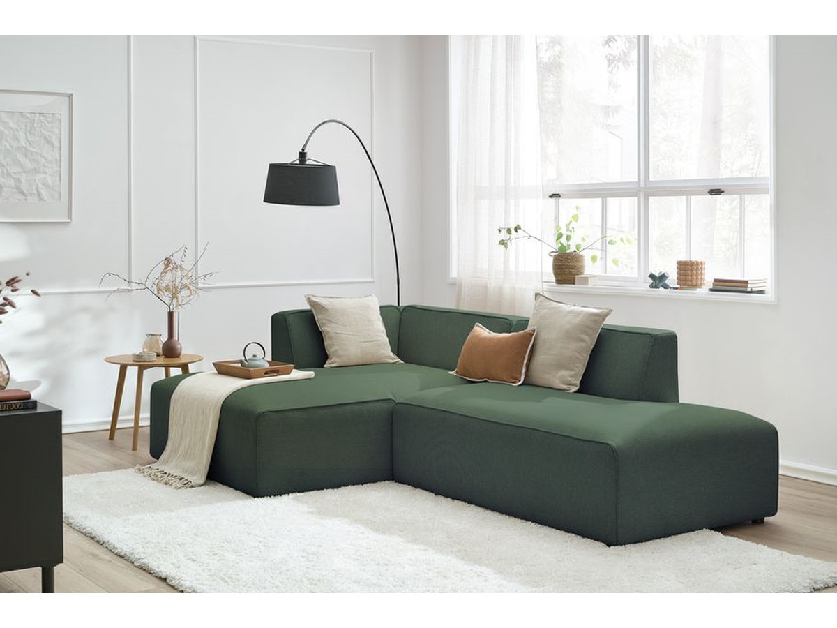 Bobochic Megeve Ecksofa Melange-Stoff Grün Ecke links