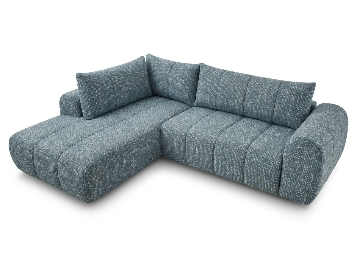 Bobochic Nesty Ecksofa in L-Form, 256 cm Melange-Stoff Blau Ecke links