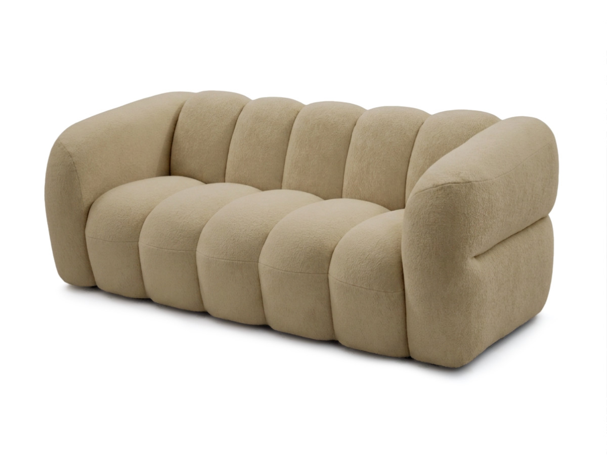 Bobochic Curvy Sofa 3-Sitzer Kunstfell Hellbraun