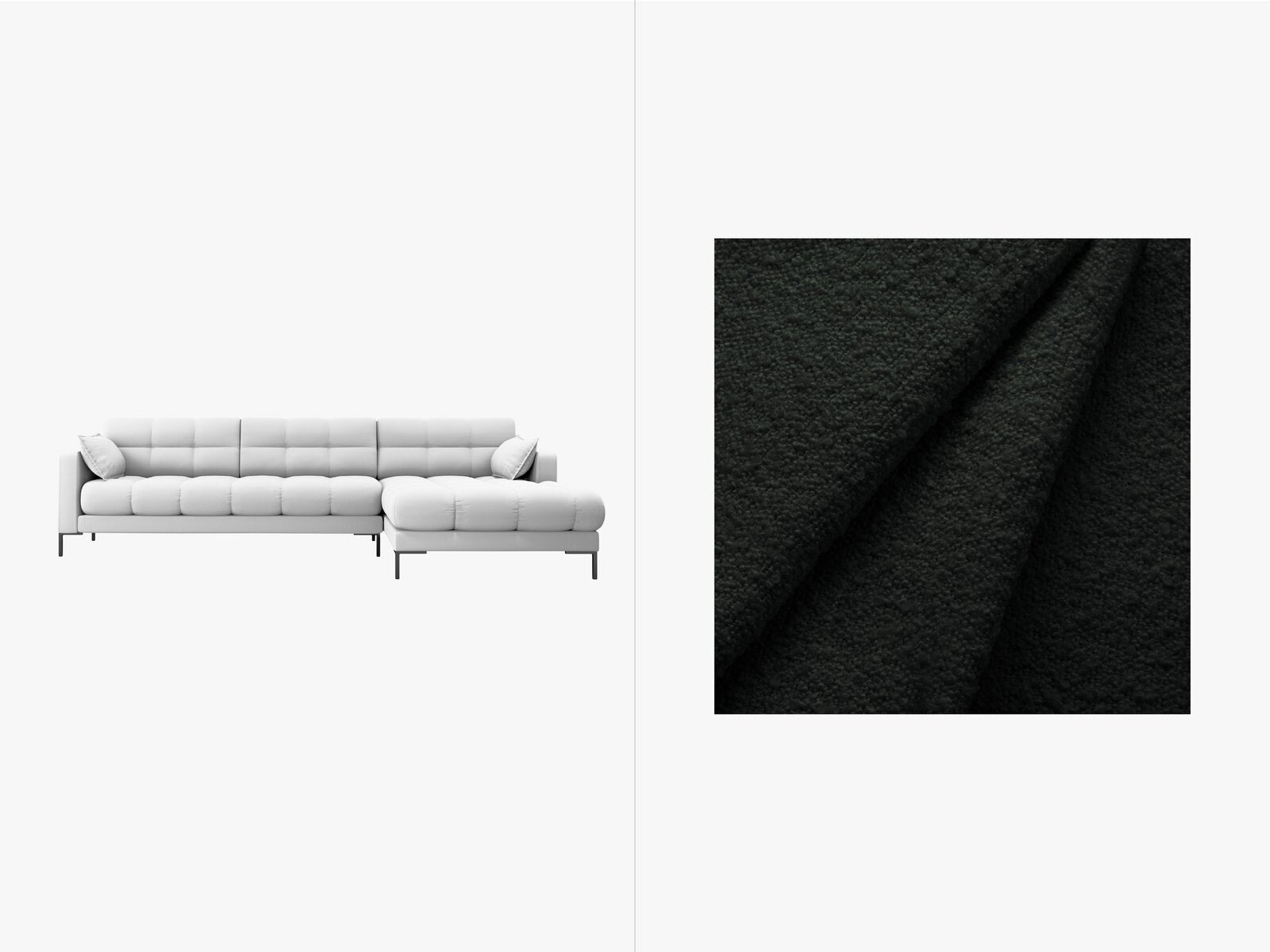 Micadoni Ecksofa Mamaia 5-Sitzer Rechts Boucle Baloo Schwarz schwarze Beine