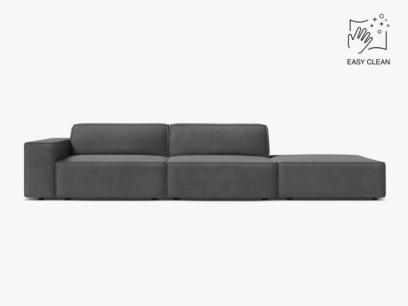 Micadoni Sofa Jodie 3-Sitzer Rechts Samt Venus Grau