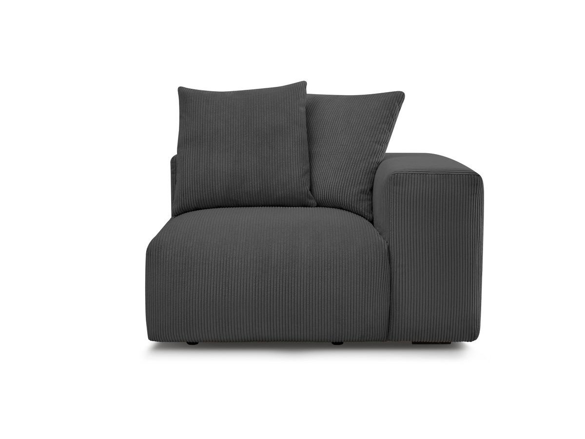 Bobochic Voltaire Sofamodul 1-Sitzer 130 × 100 cm Cordsamt Dunkelgrau Ecke rechts