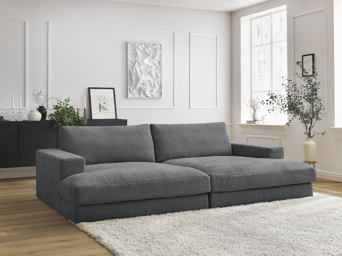 Bobochic Leonard Sofa 4-Sitzer 234 × 159 cm Strukturstoff Dunkelgrau