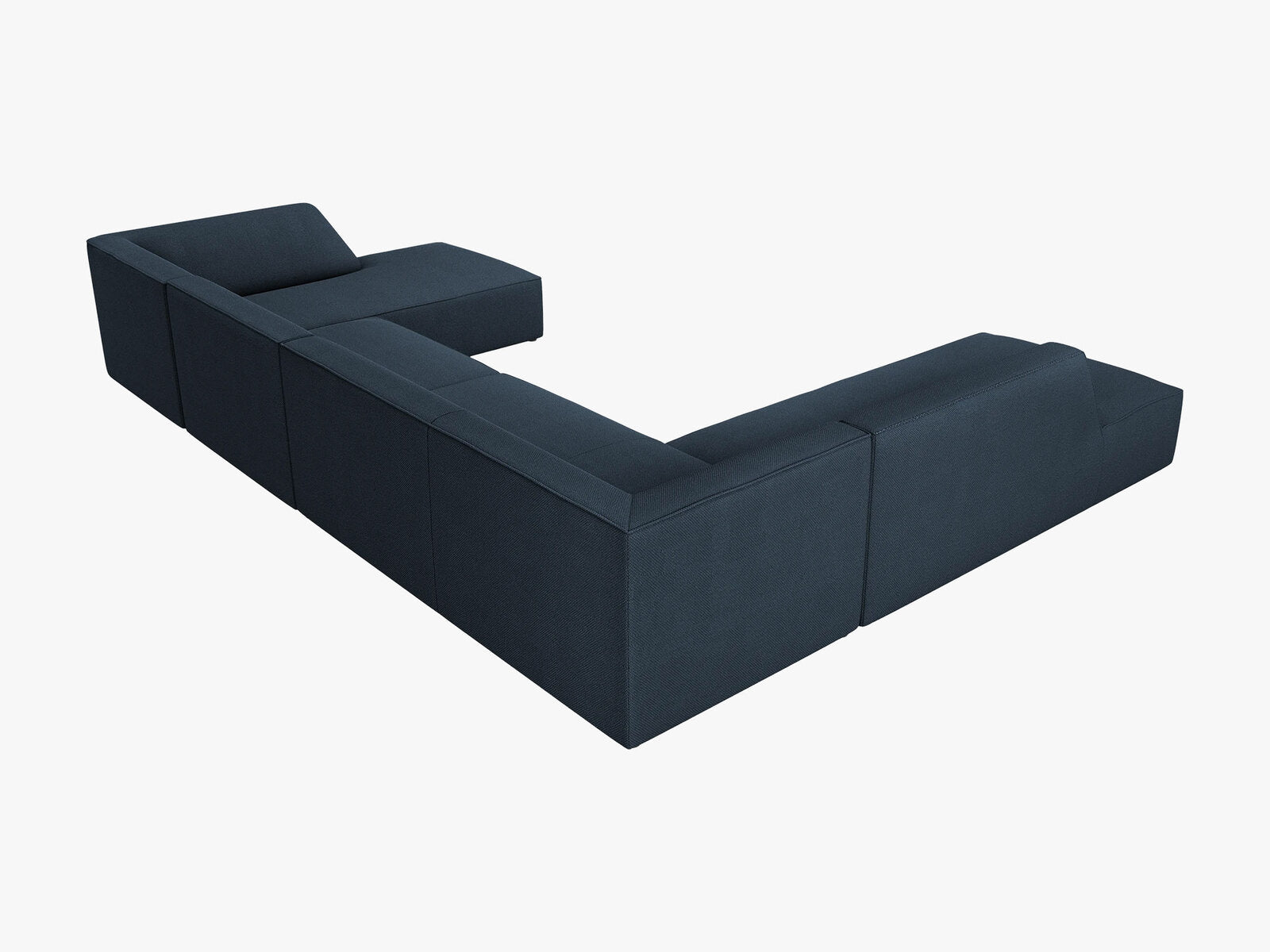 Micadoni Panorama-Ecksofa Ruby 7-Sitzer Links Strukturierter Stoff Ottawa Marineblau
