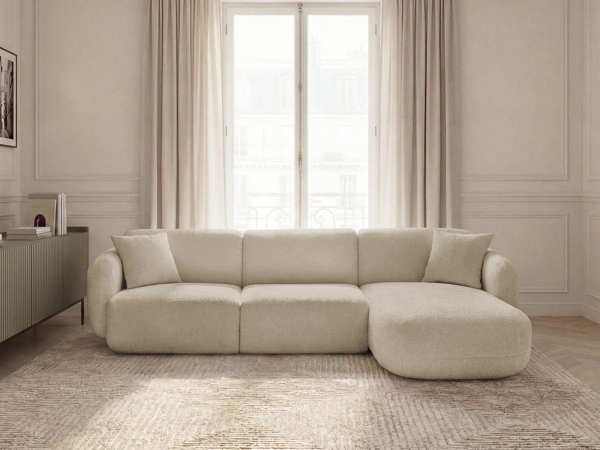Bobochic Anda Ecksofa 292 × 163 cm Chenille Beige Ecke rechts