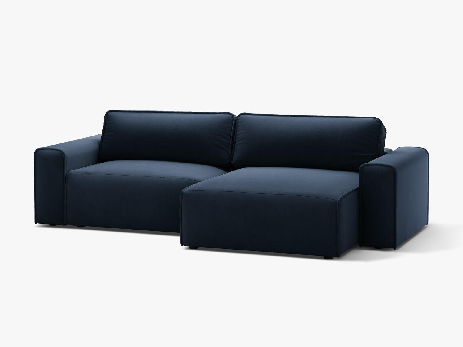 Micadoni Ecksofa Victor 3-Sitzer mit Schlaffunktion Rechts Samt Dunkelblau