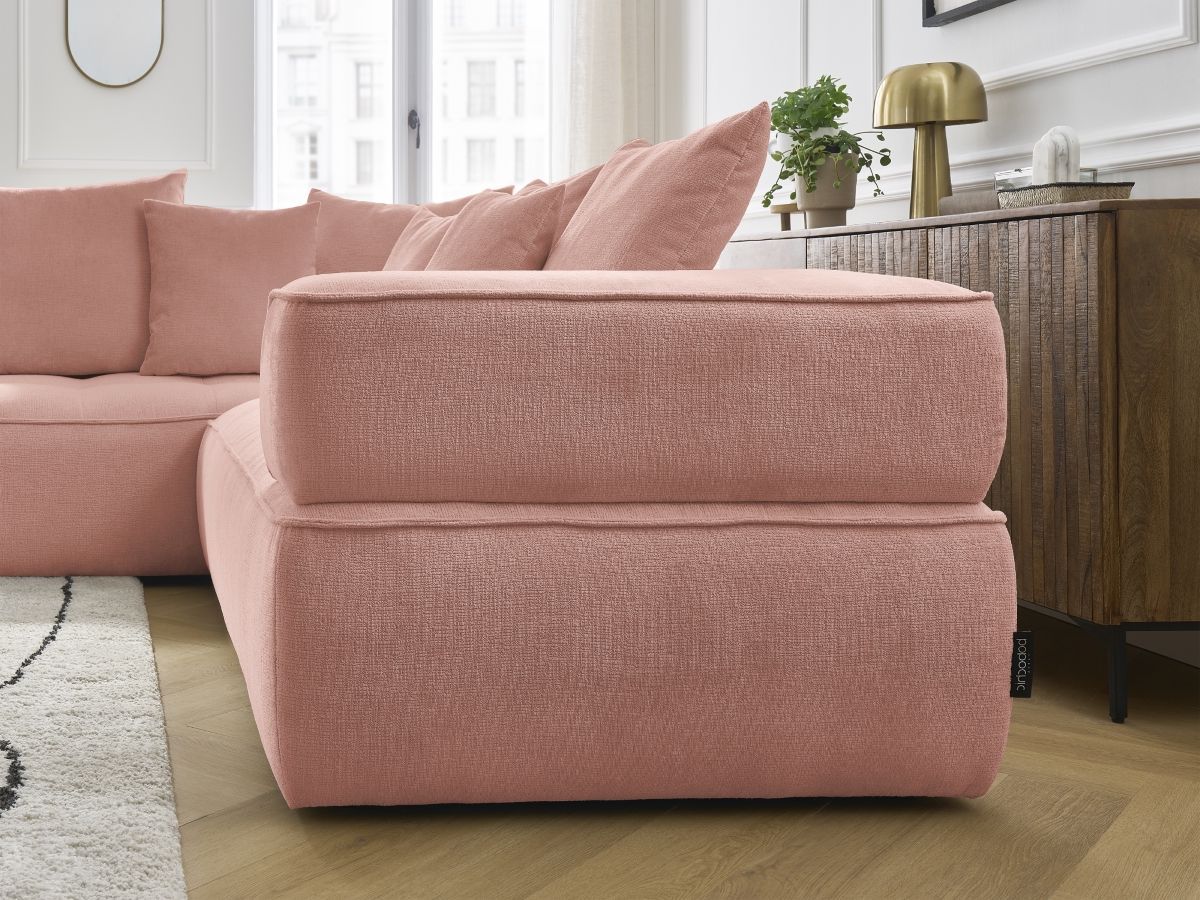Bobochic Whesley Ecksofa Stoff Rosa Ecke links