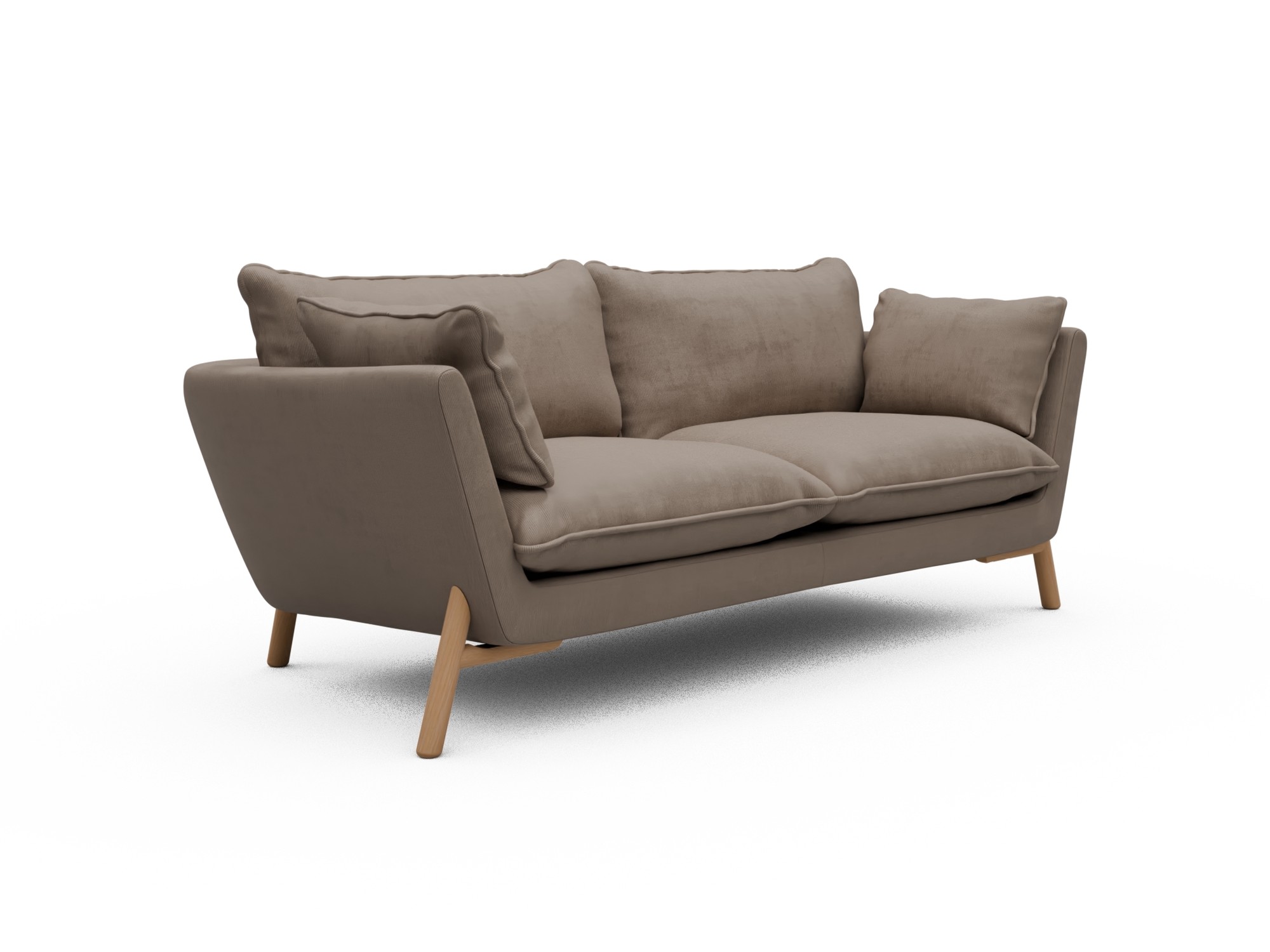 Skandi Home Sofa Emil Soft 2-Sitzer Beinfarbe Eiche Natur Cordufine-Beige moebelfaktor