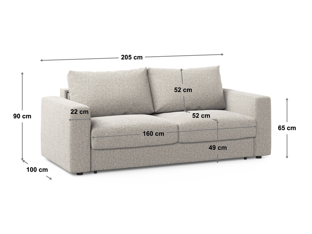 Cosmopolitan Design Schlafsofa Grena 3-Sitzer mit Bettkasten Strukturierter Stoff Babel Weiß