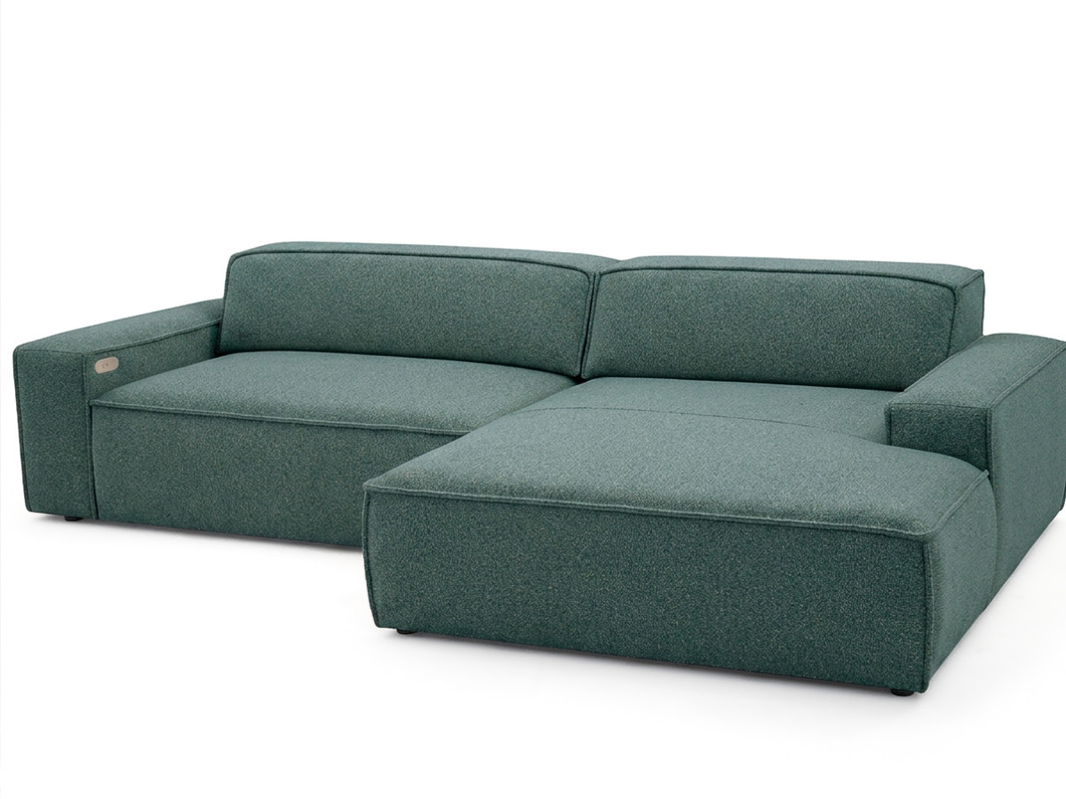 Bobochic Abel Ecksofa mit Schlaffunktion Melange-Stoff Grün Ecke rechts