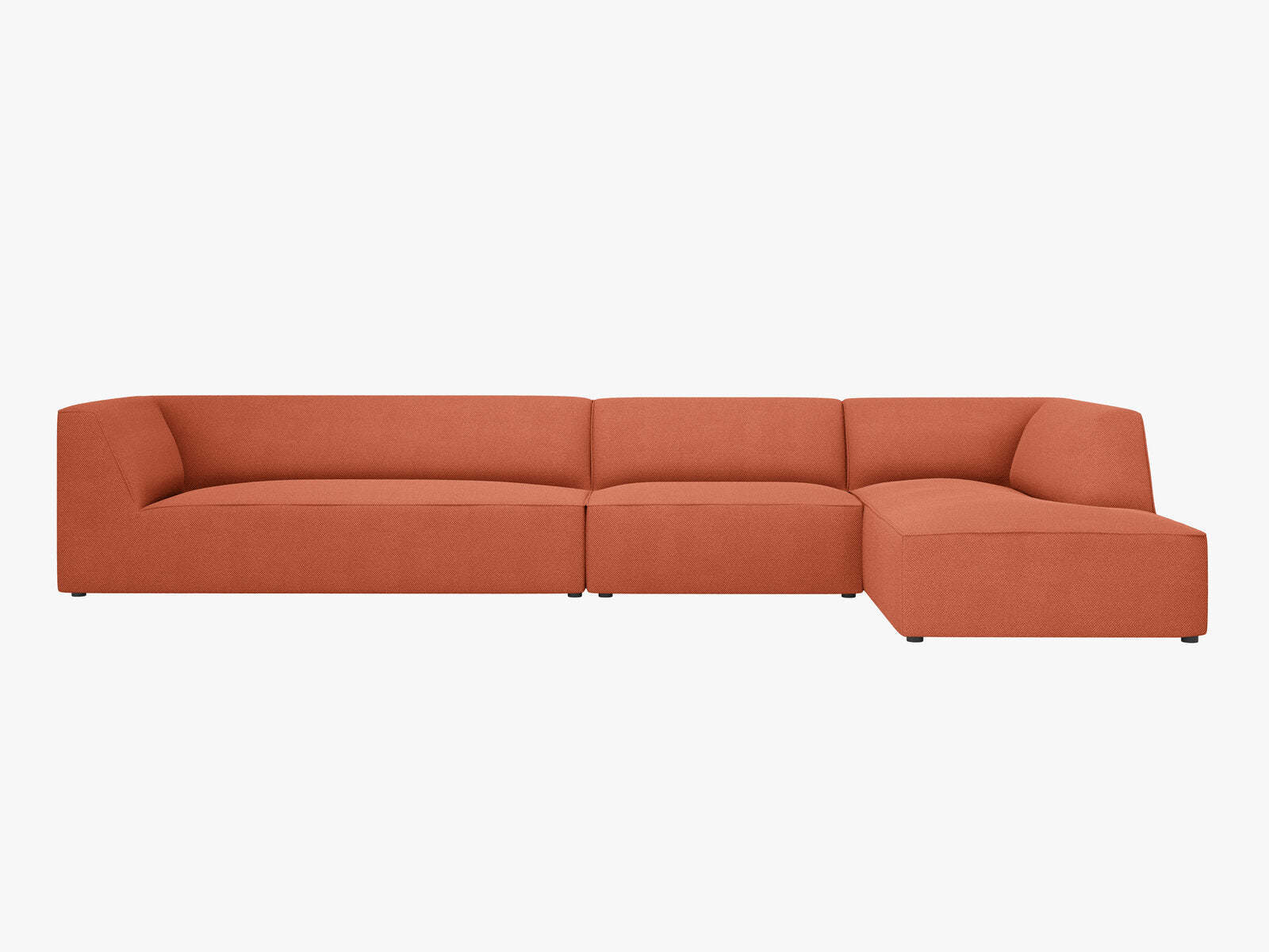 Micadoni Ecksofa Ruby 5-Sitzer Rechts Strukturierter Stoff Koralle