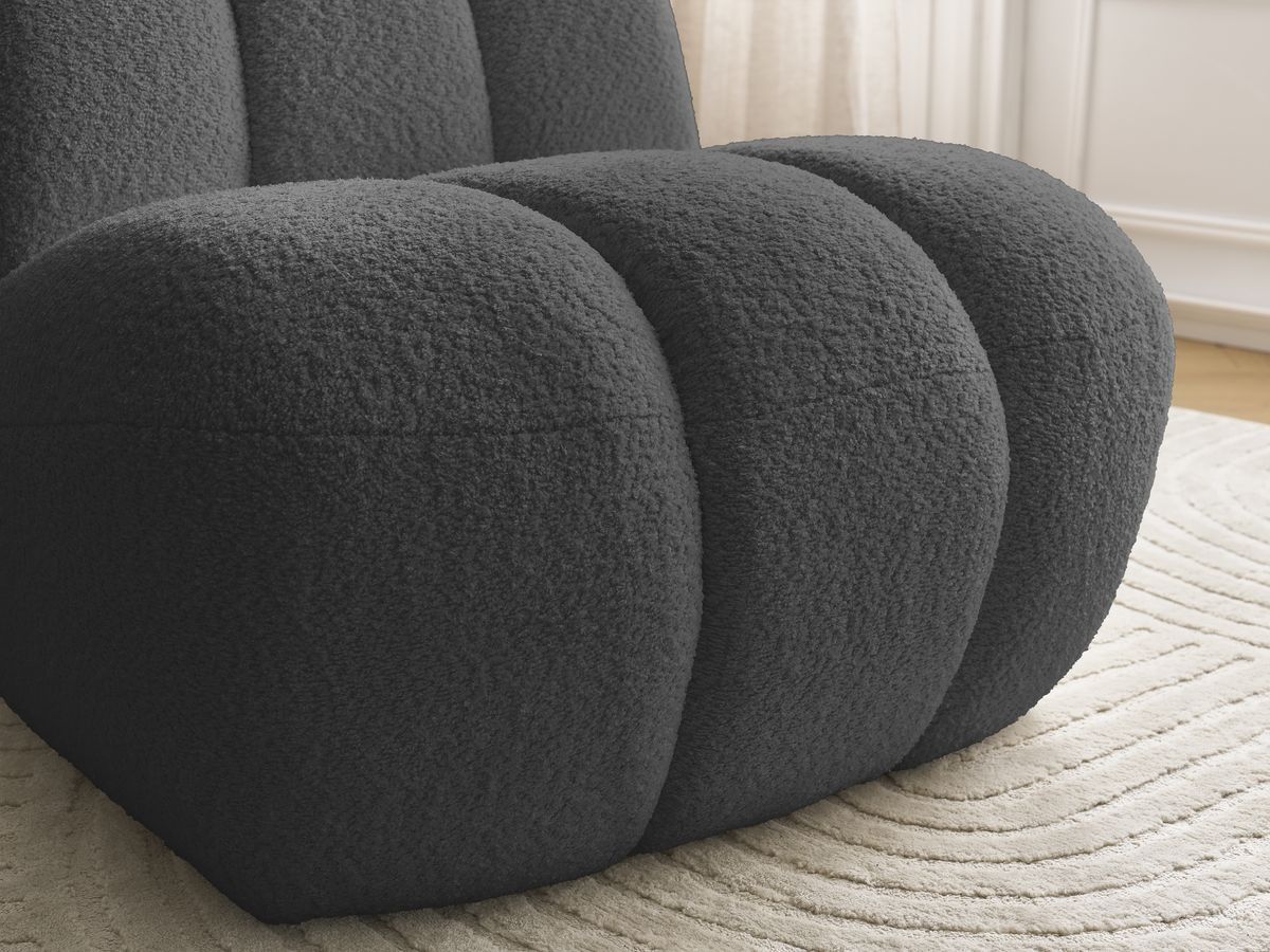 Bobochic Janissaire Sessel 81 × 90 cm Bouclé-Stoff Dunkelgrau