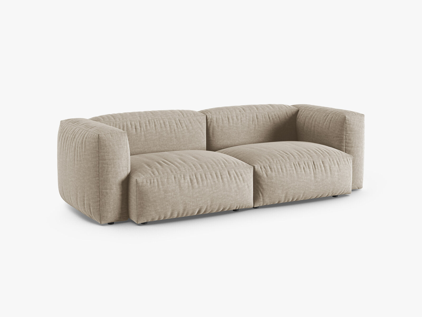 Micadoni Sofa Martina 3-Sitzer 90cm Sitztiefe Strukturierter Stoff Boston Helles Beige