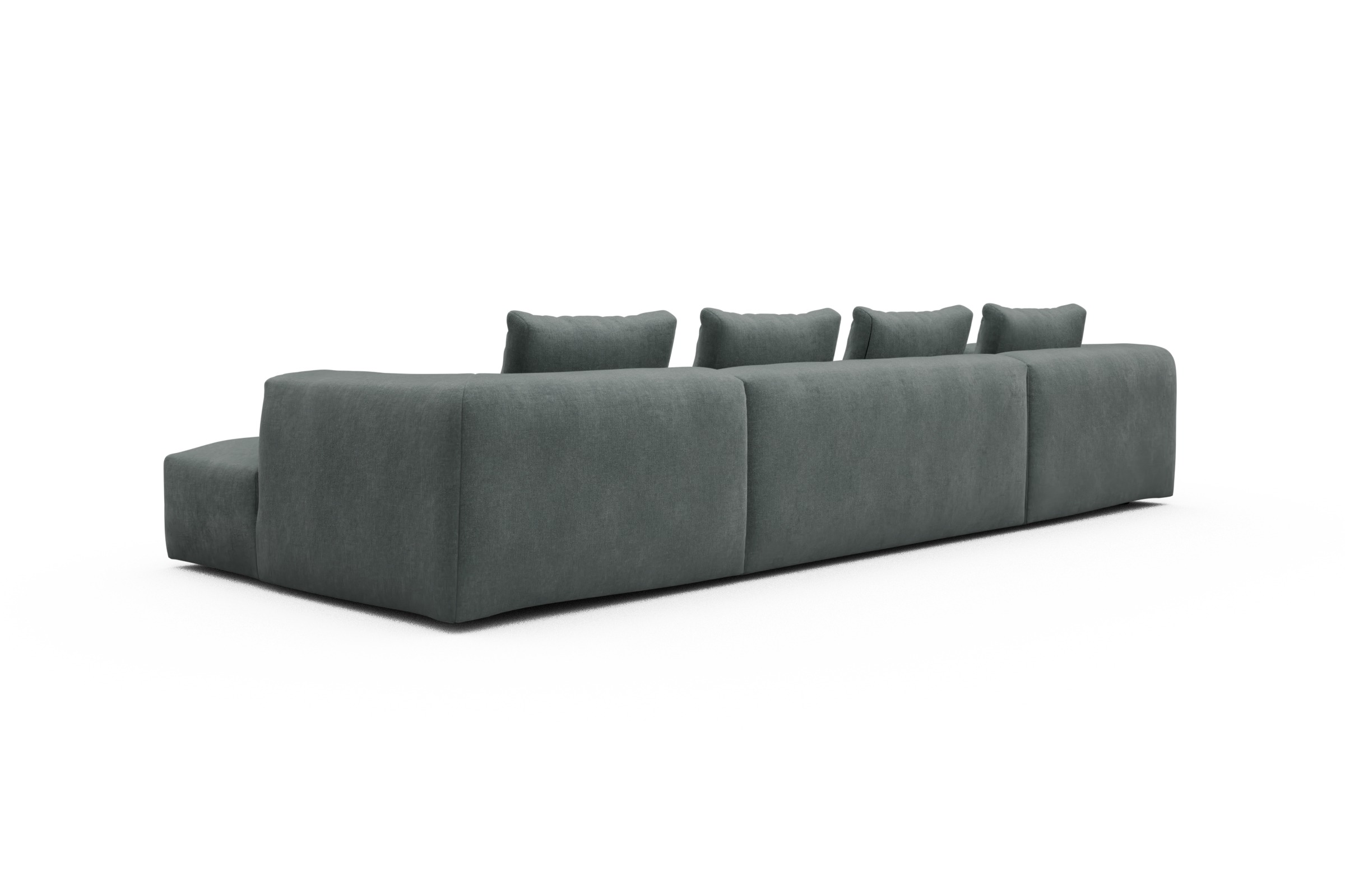 Wohnlandschaft Fred mit 2-Sitzer und Chaiselongue beidseitig Smooth-Silver-Grey