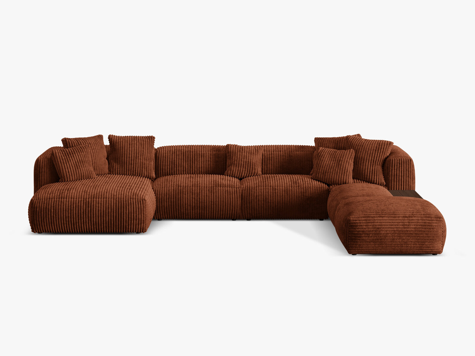 Micadoni Panorama-Ecksofa Martina 5-Sitzer Rechts Kord Ziegel