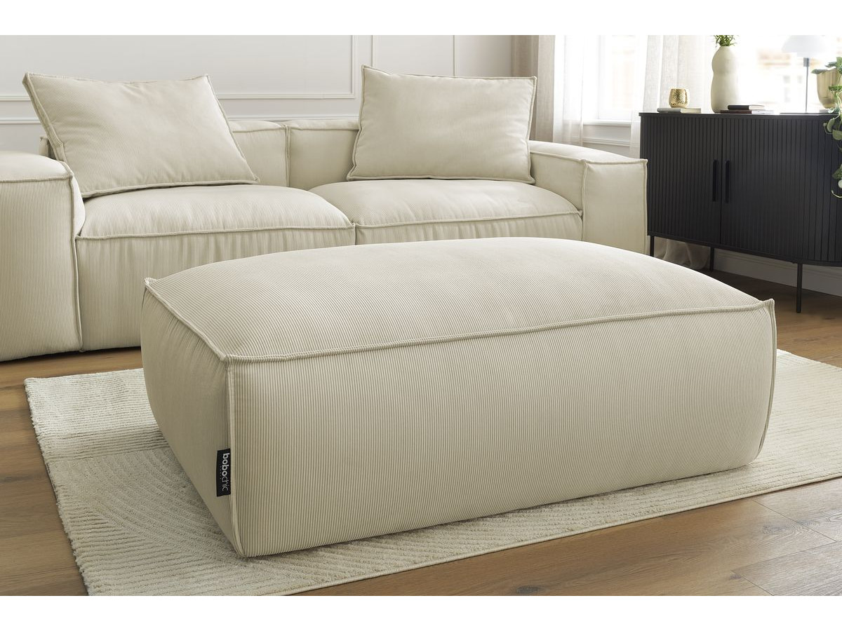 Bobochic Boheme Sofa 4-Sitzer mit Pouf Cordsamt Beige