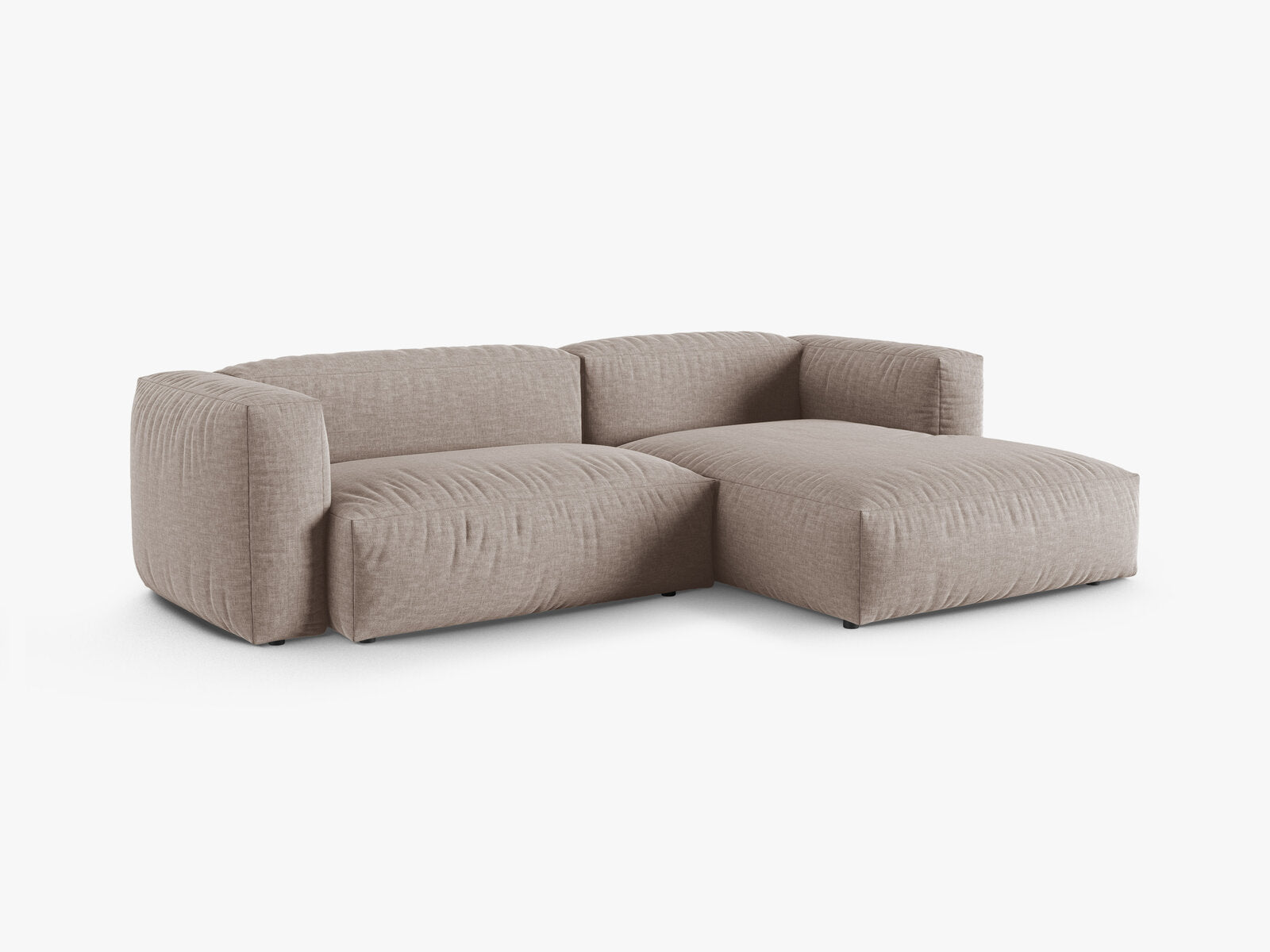 Micadoni Ecksofa Martina 2-Sitzer 90cm Sitztiefe Rechts Strukturierter Stoff Boston Dunkelbeige
