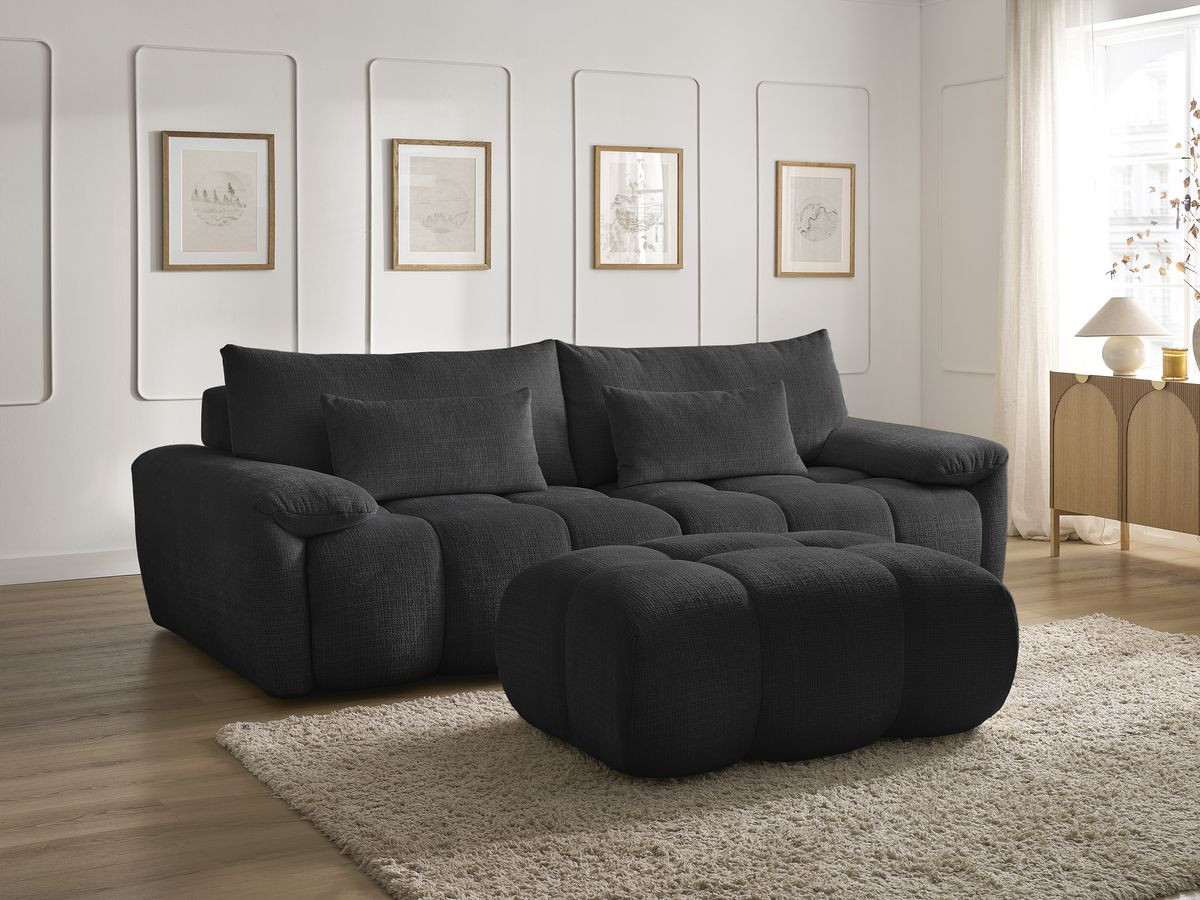 Bobochic Ivane Sofa 4-Sitzer Strukturstoff Schwarz