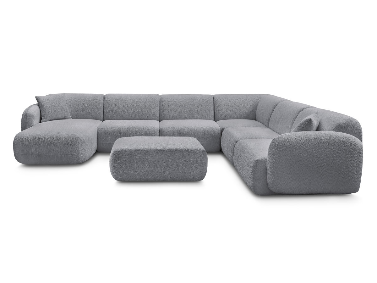 Bobochic Anda Wohnlandschaft mit Pouf 373 × 289 cm Chenille Grau Ecke rechts