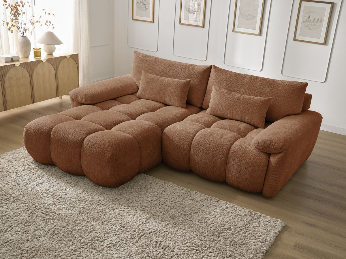 Bobochic Ivane Ecksofa Strukturstoff Orange Ecke links