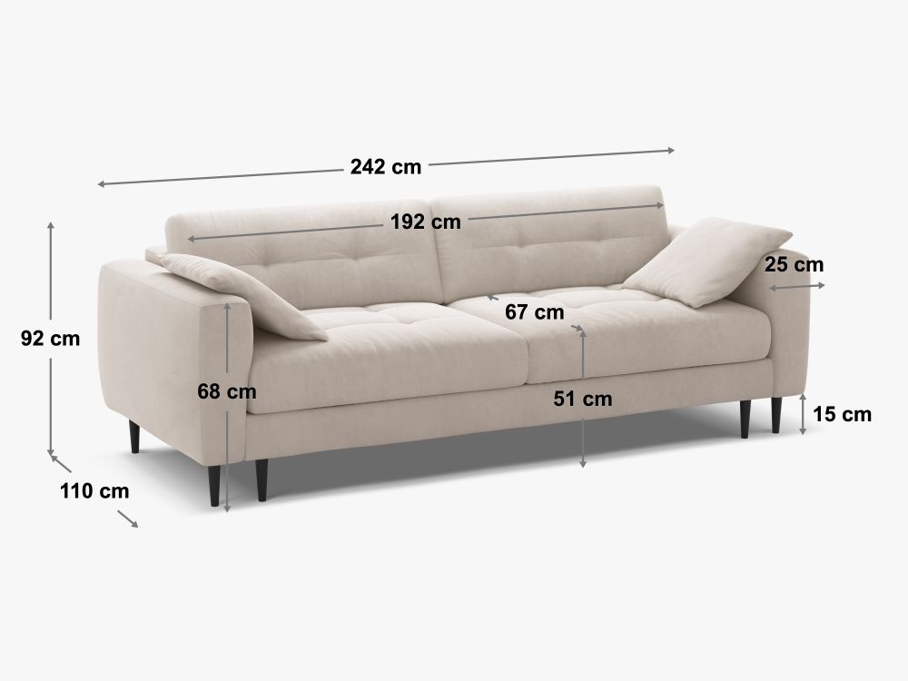 Cosmopolitan Design Schlafsofa Lazio 3-Sitzer Samt Salvador Beige