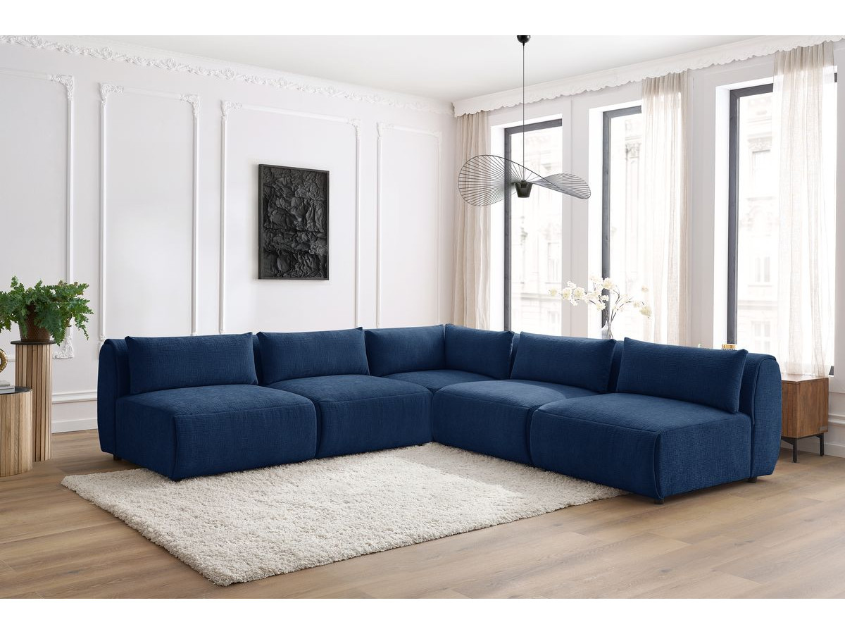 Bobochic Jeanne Ecksofa 299 × 299 cm Strukturstoff Dunkelblau