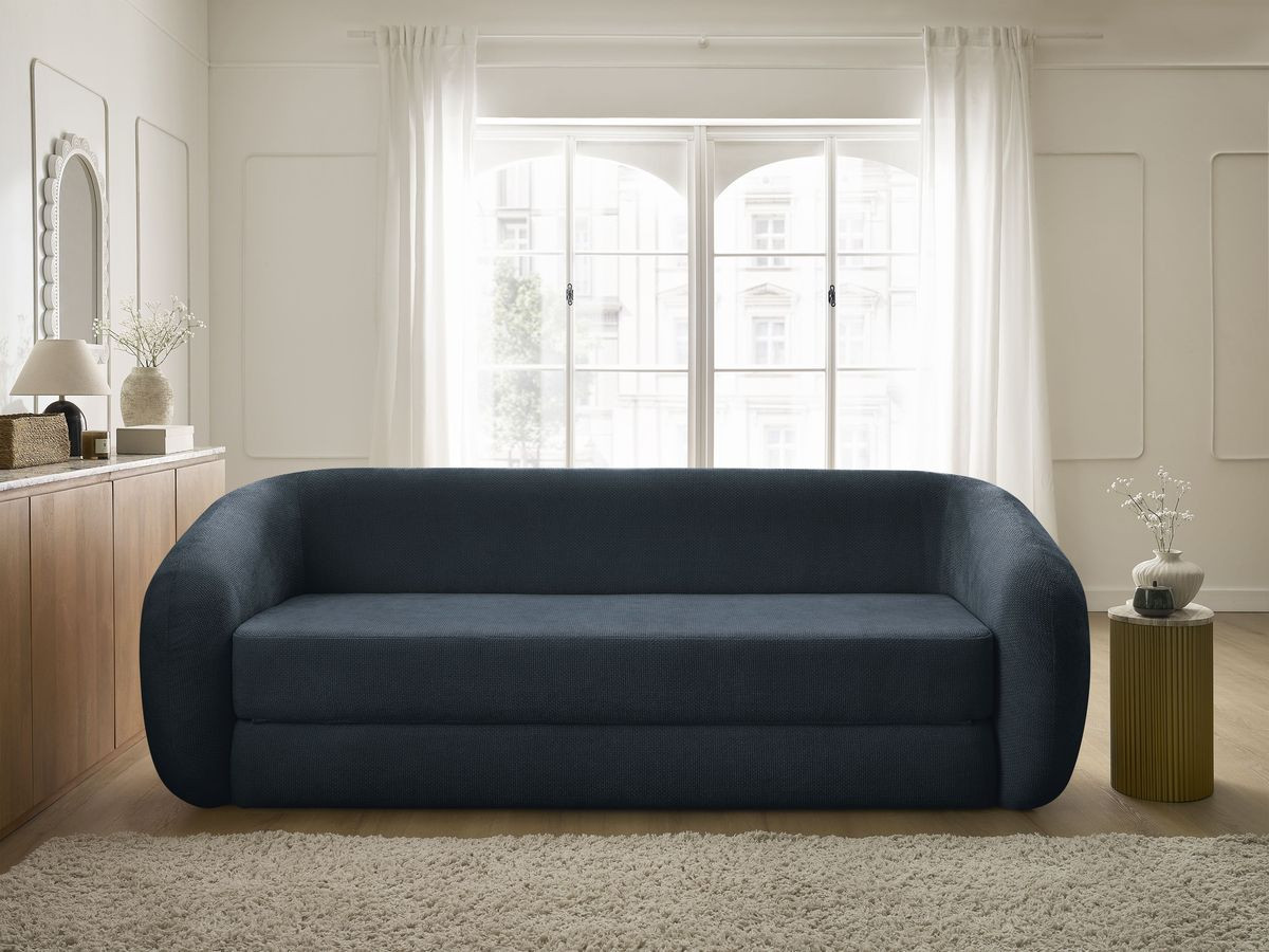 Bobochic Neyo Schlafsofa 3-Sitzer Stoff Dunkelblau