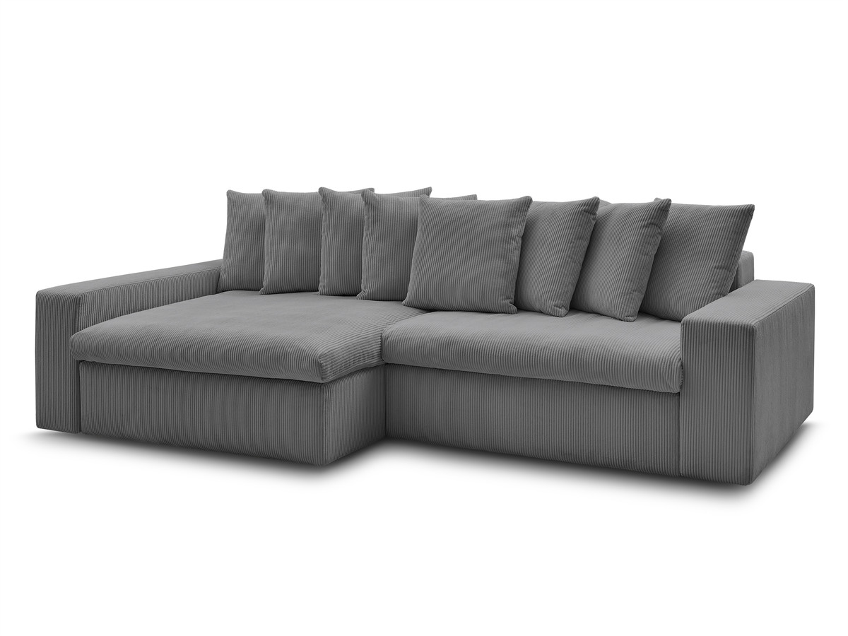 Bobochic Enore Ecksofa 330 × 157 cm Cordsamt Dunkelgrau Ecke links
