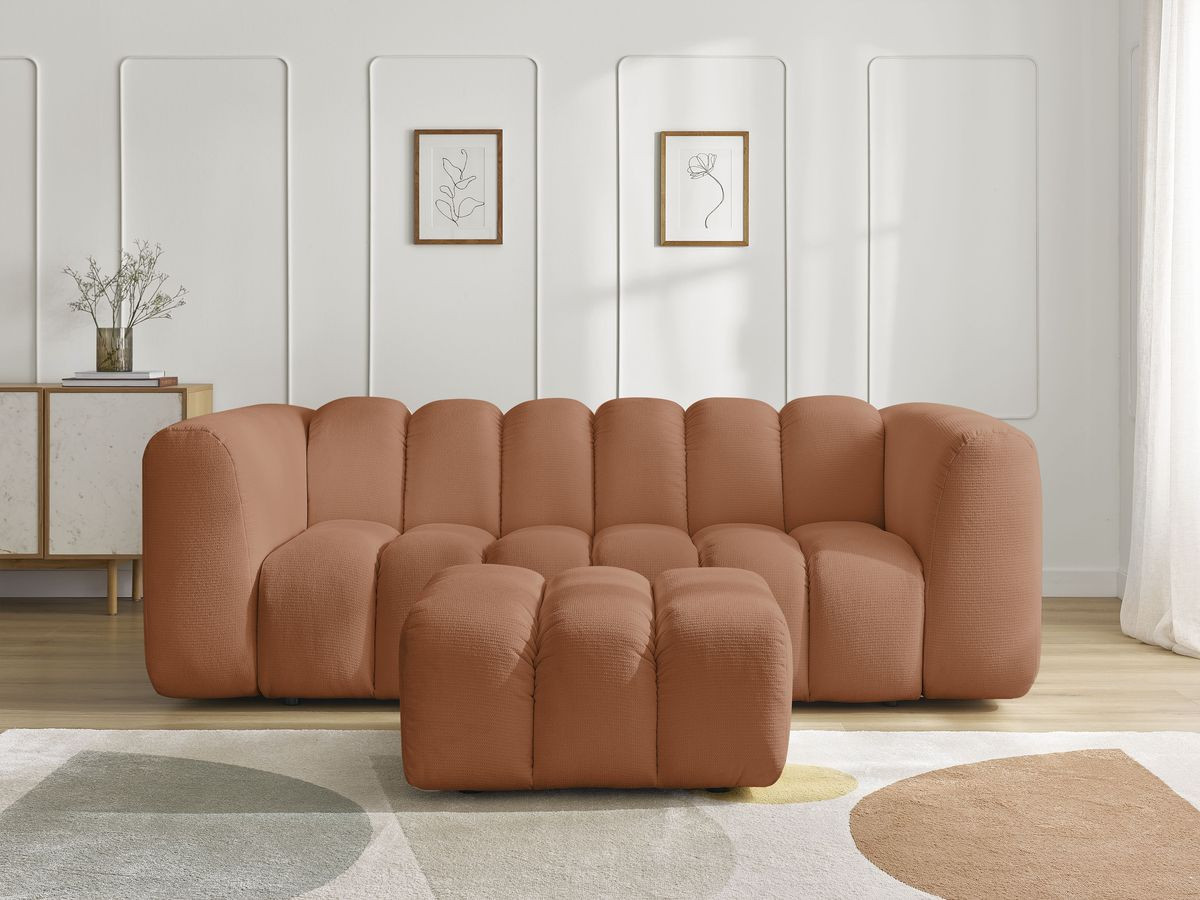 Bobochic Talia Sofa 3-Sitzer mit Pouf Melange-Stoff Orange