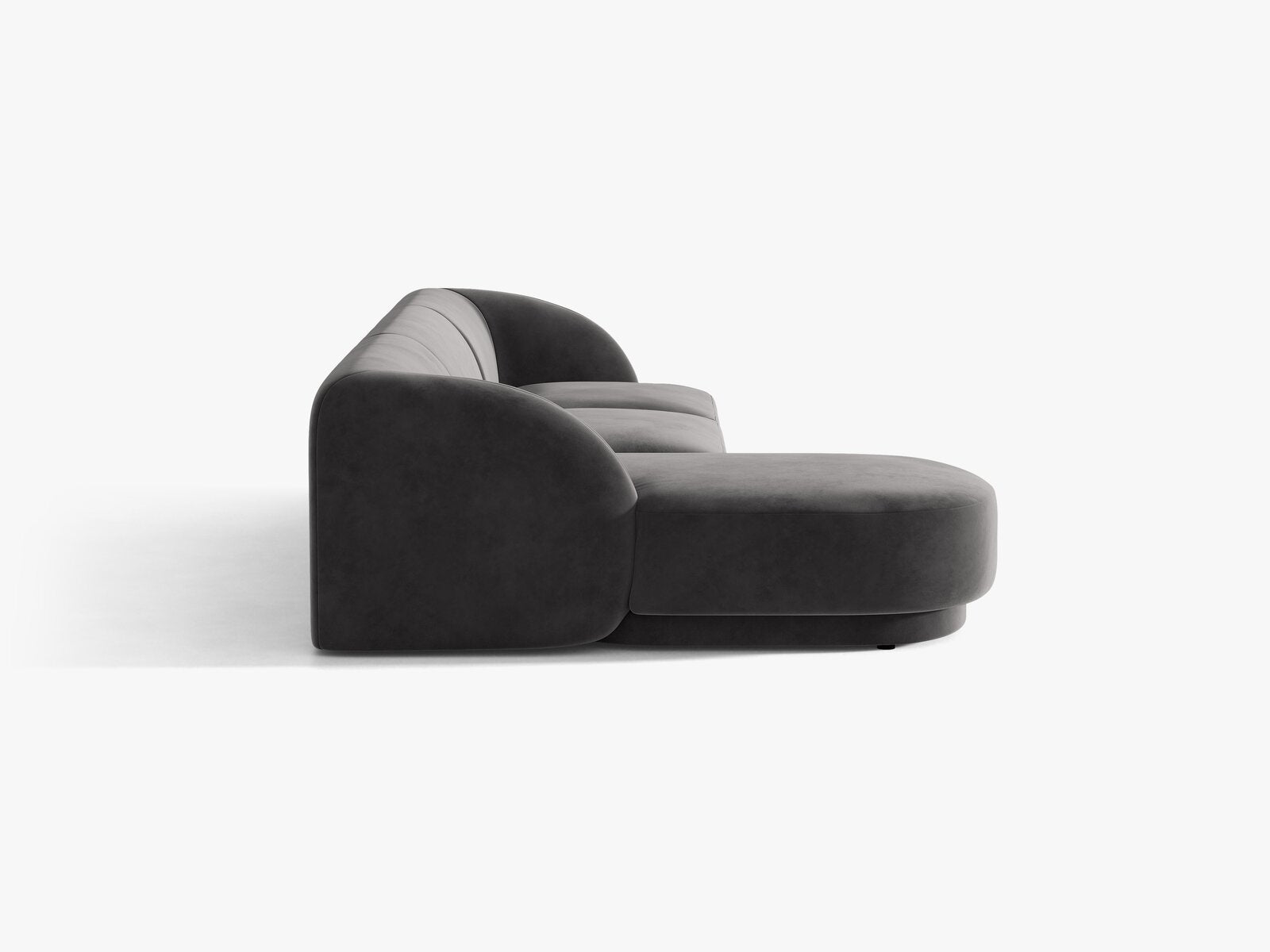 Micadoni Ecksofa Miley 4-Sitzer Links Samt Bluvel Grau